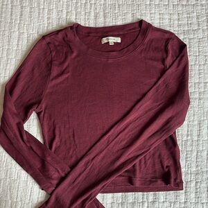 Madewell Women’s Cropped Long-Sleeve Tee | Maroon, M